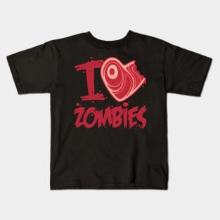 I Love Zombies with Meat Heart Kids T-Shirt